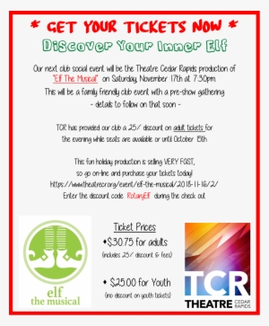 Trc Elf Rotary Club Of Cedar Rapids Png Recite Elf - Theatre Cedar Rapids