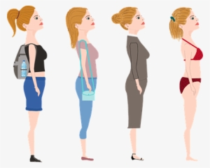 Clothes Comic Characters Fashion Female Ha - Cartoon Character Side View Png