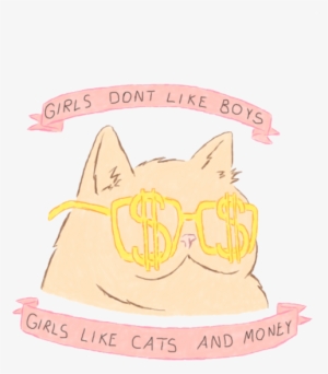 Art Girls Cute Kawaii Cats Grunge Lovely Pink Pastel - Girls Don T Like Boys They Like Cats And Money