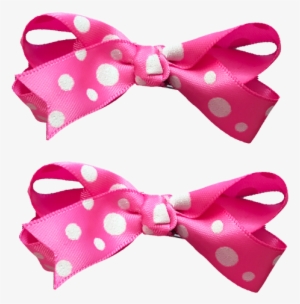 Hot Pink Hair Bow With White Bubble Dot Pattern On - Polka Dot