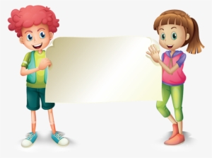Ninos Mensaje - Dos Niños Agarrando Un Cartel