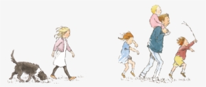 Illustration Of Family Walking Along The Grass - Were Going On A Bear Hunt Family