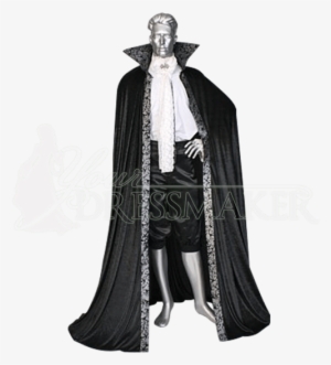 Black And Silver Dracula Cape - Black And White Medieval Robe