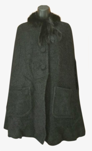 Black Cape In Mohair With Luscious Mink In Size Large - Overcoat