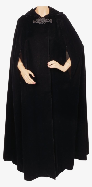 Vintage 1970s Black Velvet Cape With Hood By Trianon - Costume