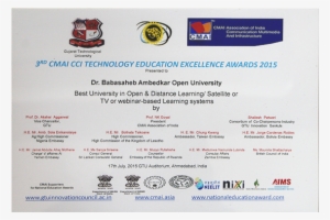 Cci Technology Education Excellence Awards - Certificate Of Babasaheb Ambedkar Open University
