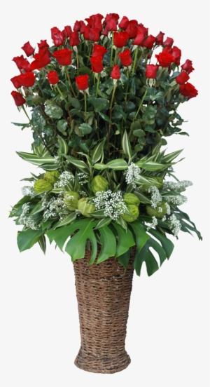 Kithul Vase75 Red Roses - Flower Stand Design Png