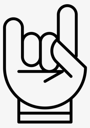 Hand With White Outline Forming A Rock On Symbol Comments - Rock Art Outline