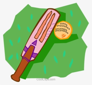 Cricket Bat And Ball Royalty Free Vector Clip Art Illustration - Cricket Bat Clipart