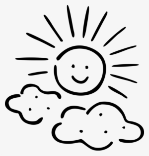 Vector Illustration Of Anthropomorphic Sun With Clouds - Smiling Sun