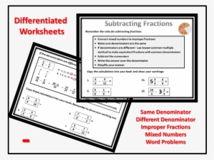 Subtracting Fractions Worksheets - Teacher
