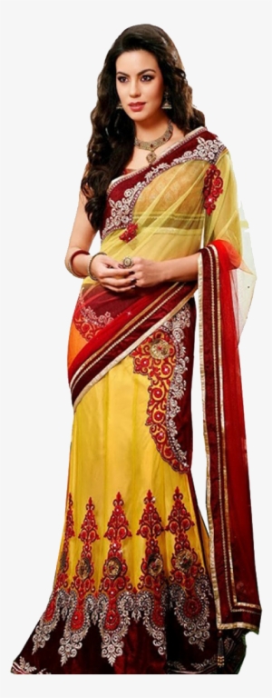 Maroon Yellow Lehenga