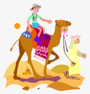 Vector Illustration Of Beast Of Burden Camel Dromedary - Camel Ride Cartoon Png