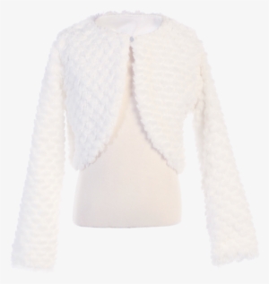 White Faux Fur Girls Bolero Jacket For Occasion Wear - Clothes Bolero Png