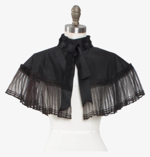 Victorian Silk Taffeta Capelet With Ribbonwork Collar - Ruffle
