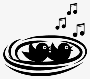 Baby Birds Singing In A Nest Vector - Birds In Nest Icons