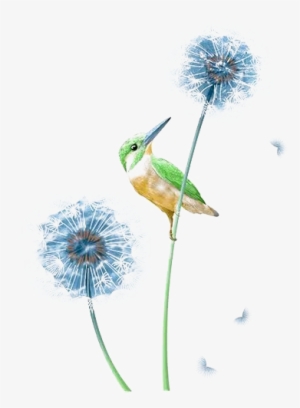 Graphic Stock Blue Kingfisher Dandelion And Transprent - Portable Network Graphics