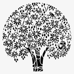 Mango Tree With Monkeys - Mango Tree Black Png And White