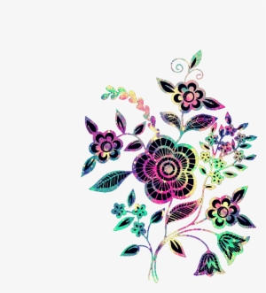 Ftestickers Glitter Sparkle Galaxy Flowers Colorful - Illustration