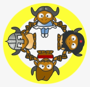 Free Vector Gnu Circle Clip Art - Cows Holding Hands