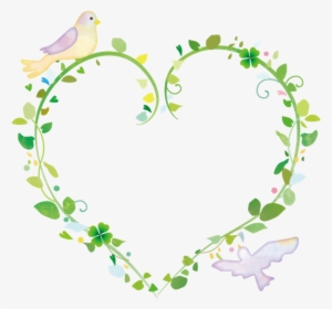 四つ葉 Flower Frame Spring Love Colorful Floral Handpainte - ハート 葉っぱ イラスト