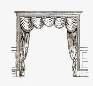 This Is Another Lovely French Curtain Digital Stamp - Vintage Curtain Illustration