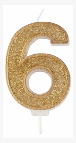 Number '6' Candle - Gold Sparkle Numeral Candle