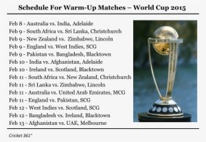 Schedule For Warm-up Matches World Cup 2015 - World Communion Sunday