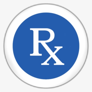 Rx Symbol Blue White Round Button - Pharmacist Logo
