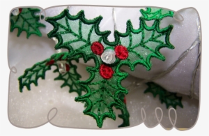 3d Holly String Lights - Machine Embroidery