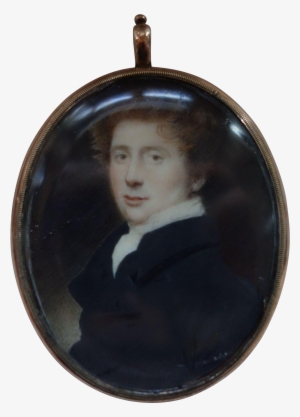 19th Century Miniature Watercolor Portrait Of A Young - Locket