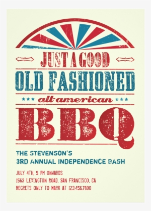 July 4 Independence Day Bbq Grunge Invitation - Independence Day