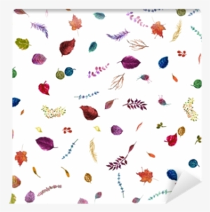 Watercolor Seamless Pattern With Autumn Leaves - Watercolor Painting