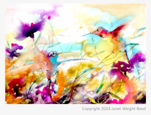 "field Flirtation" Hummingbird Print By Janet Weight - Feld-flirt- Kolibri-druck Quadratische Wanduhr