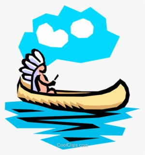 Indian Canoe - Cartoon Indian In Canoe