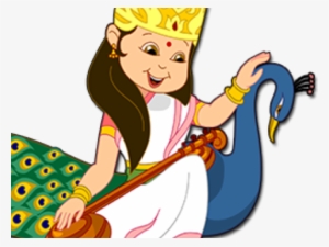 Saraswati Png Transparent Images - Saraswati Mata Pic Cartoon