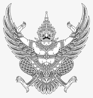 Hanuman Drawing Outline Image Transparent - Thailand Emblem