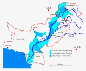 Map Of Flooding Along The Indus River In - River Map Of Pakistan