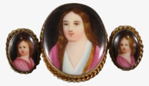 Hand Painted Porcelain Set, Family Portraits, Pendant-brooch - Figurine