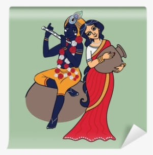 Cartoon Hindu Gods Krishna And Radha - Cartoon Radha & Krishna