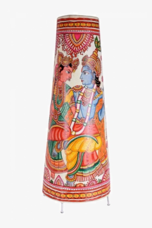 Dancing Radha Krishna Mural Painted Royal Patronage - Embroidery