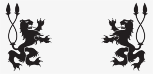Lions, Doubletail, Facing, Watching - Medieval Free Vector