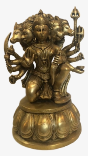 Brass Hanuman Hair Hl - 11" Unique Five Face Hanuman Statue - Big Hindu God