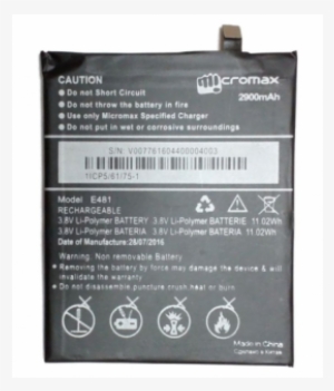 New Micromax Battery For Micromax Canvas 5 E481 2900 - Micromax Canvas 5 Battery