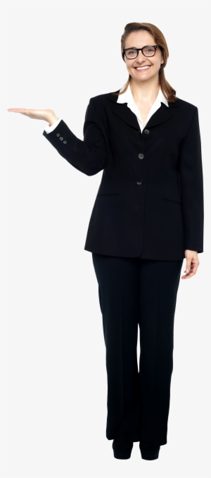 Women Pointing Left Png Image - Waiter In Black Suit