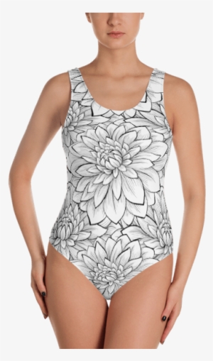 Ladies' Fun Wear Sexy White Lotus Flower One Piece - One-piece Swimsuit