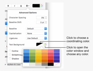 Controls For Choosing A Background Color For Text - Highlight Words In Keynote