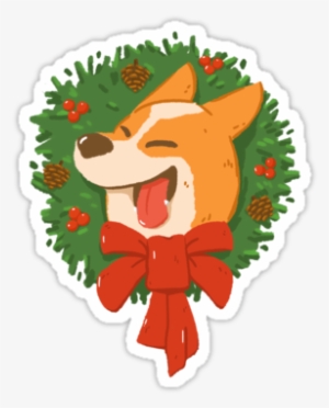 "corgi Wreath" Stickers By Casandrang
