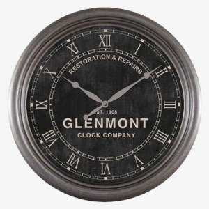 Hanging Rounded Wooden Framed Black Antique Clock - Wall Clock