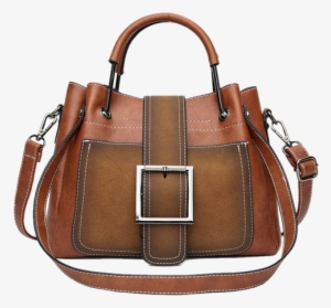 Brown Leather Handbag - Handbag